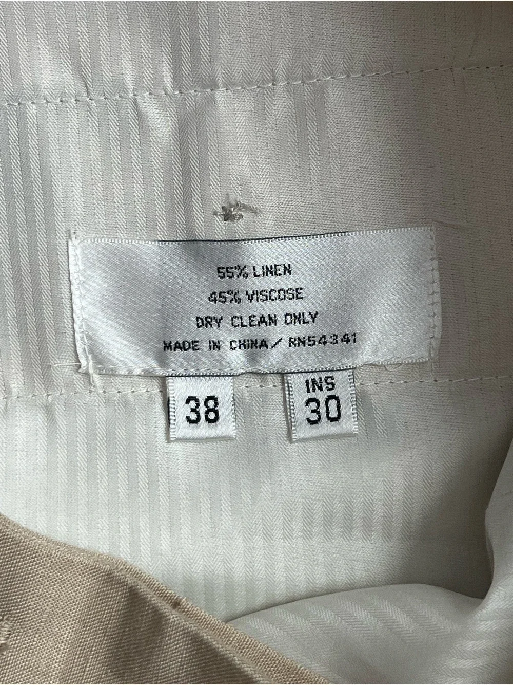 Louis Raphael Men's Tailored Linen Blend Dress Pants in Light Beige